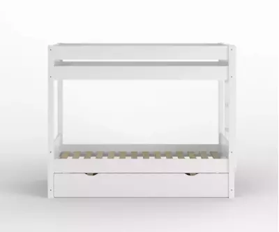 Lit superposé gigogne adulte Kupa blanc vue de face avec matelas