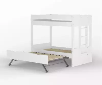 Lit superposé gigogne adulte Kupa blanc ouvert avec matelas