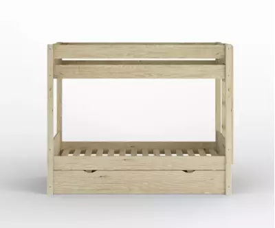 Lit superposé gigogne adulte Kupa bois vue de face avec matelas