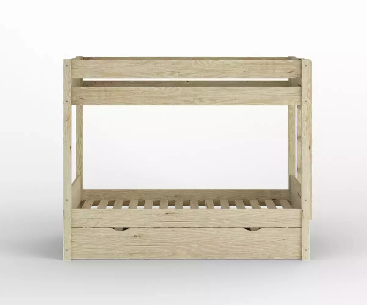 Lit superposé gigogne adulte Kupa bois vue de face avec matelas Lit superposé gigogne adulte Kupa bois vue de face avec matelas