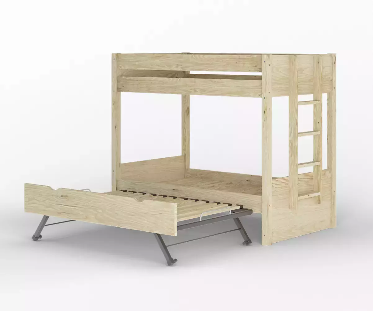 Lit superposé gigogne adulte Kupa bois ouvert avec matelas Lit superposé gigogne adulte Kupa bois ouvert avec matelas