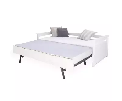Lit banquette blanc transformé en lit double