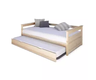 Lit banquette gigogne entre ouverte bois naturel