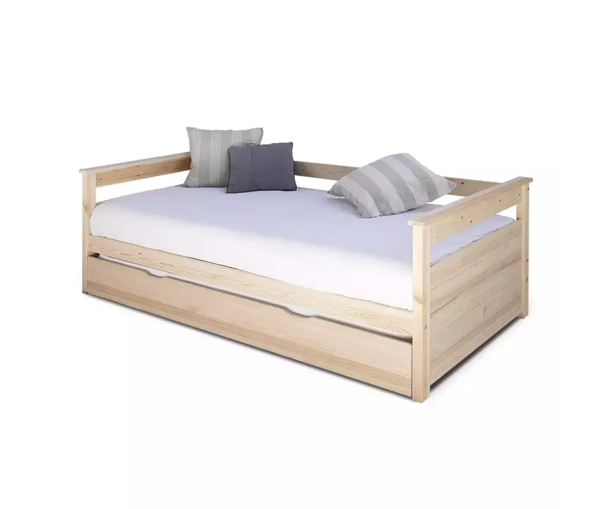 Lit banquette gigogne fermée bois naturel Lit banquette gigogne fermée bois naturel