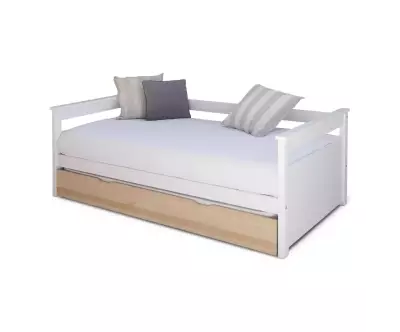 Lit banquette gigogne fermé bois et blanc