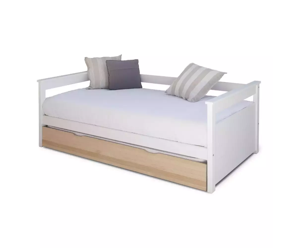 Lit banquette gigogne fermé bois et blanc Lit banquette gigogne fermé bois et blanc