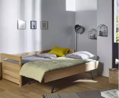 Lit Nuage gigogne banquette brut avec sommier gigogne et matelas