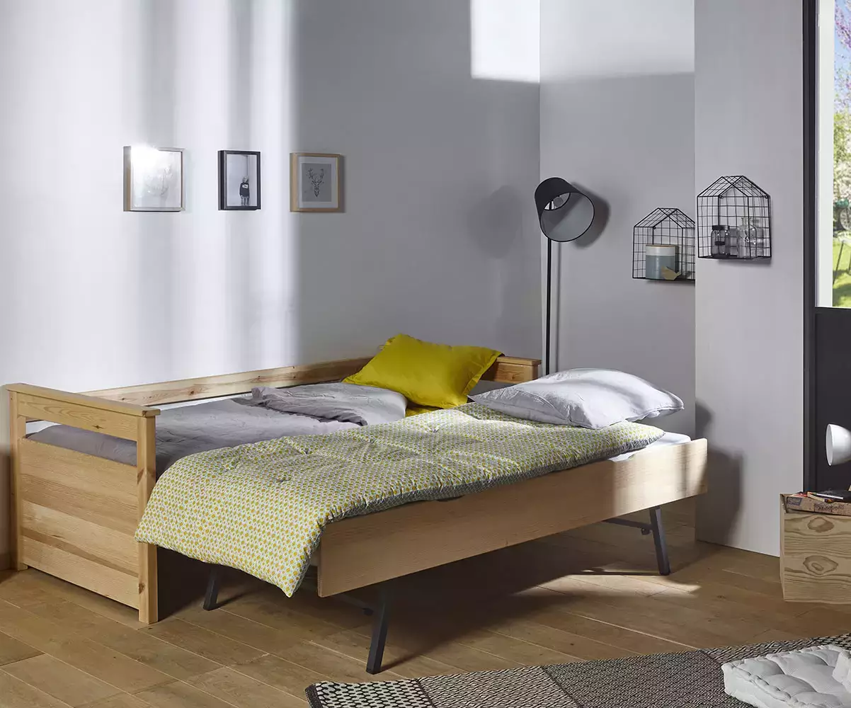 Lit Nuage gigogne banquette brut avec sommier gigogne et matelas