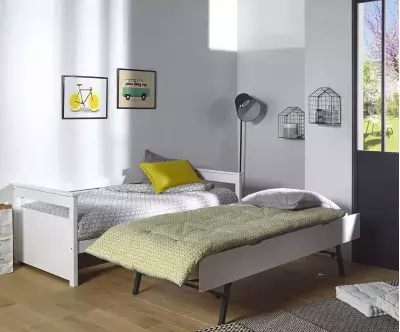 Lit gigogne Nuage avec sommier gigogne et 2 matelas déplié