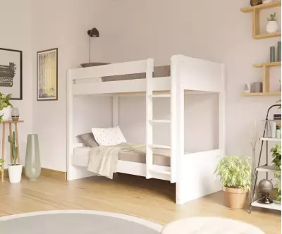 Lit superposé adulte Javari blanc 2 couchages avec matelas