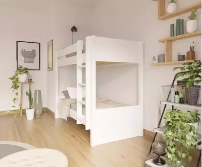 Lit superposé adulte Javari blanc 90x190 avec matelas