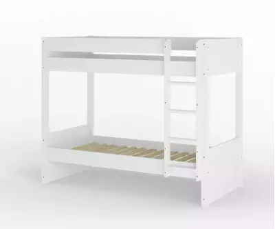 Lit superposé adulte Javari blanc vue de 3/4 avec matelas