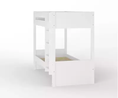 Lit superposé adulte Javari blanc échelle côté avec matelas