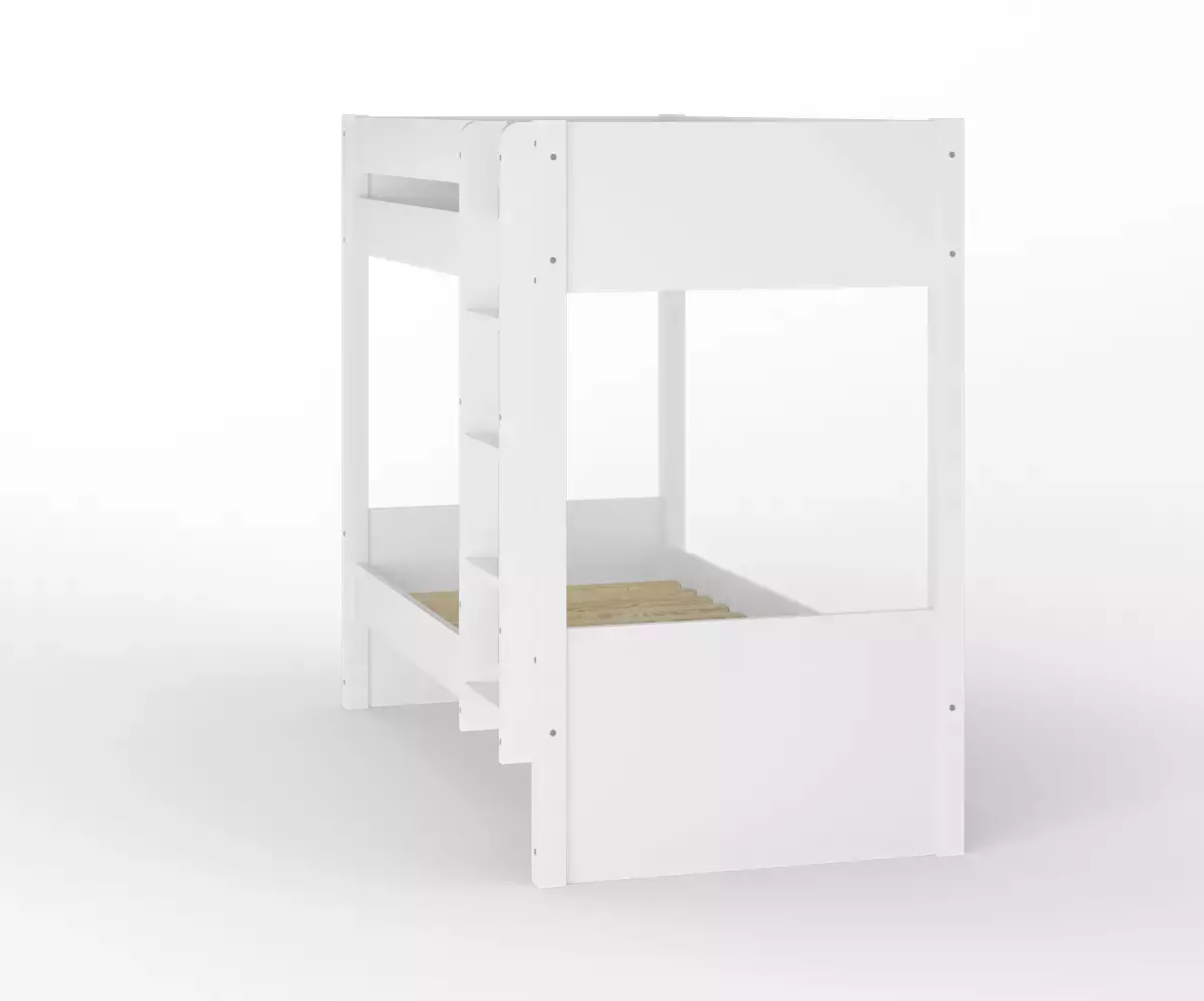 Lit superposé adulte Javari blanc échelle côté avec matelas Lit superposé adulte Javari blanc échelle côté avec matelas