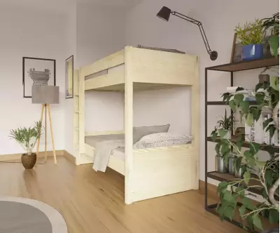 Lit superposé adulte Javari bois 90x190 avec matelas
