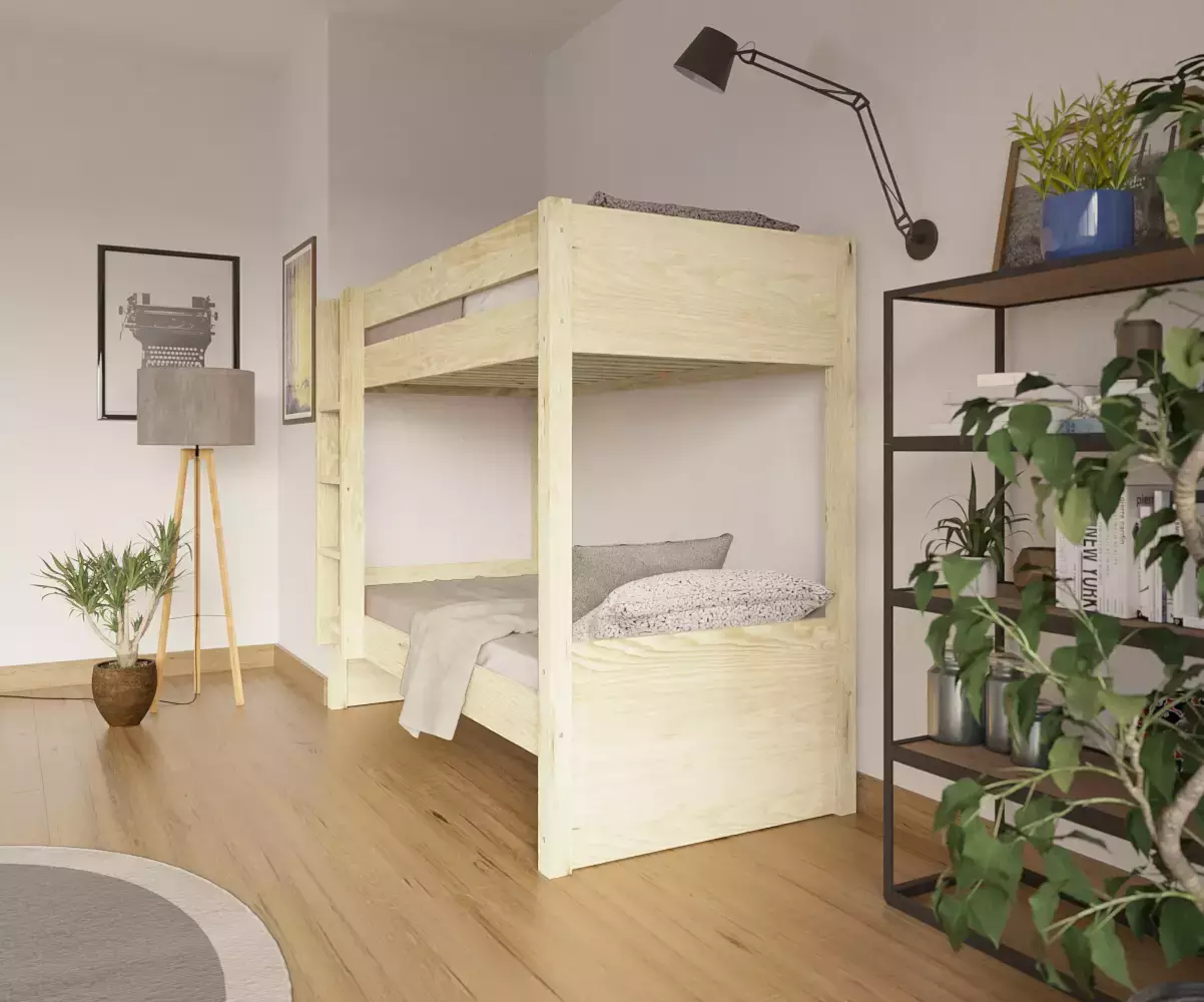 Lit superposé adulte Javari bois 90x190 avec matelas Lit superposé adulte Javari bois 90x190 avec matelas