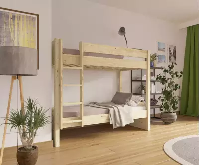 Lit superposé adulte Javari bois échelle positionnable avec matelas