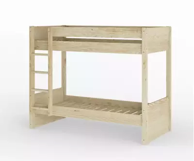 Lit superposé adulte Javari bois vue de 3/4 avec matelas