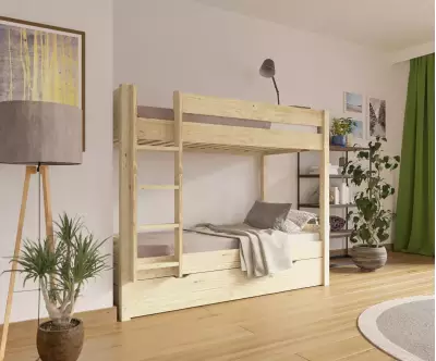 Lit superposé gigogne adulte Javari bois positionnable