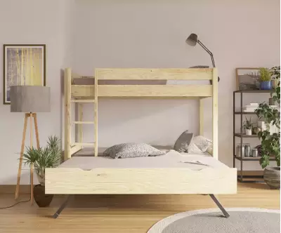 Lit superposé gigogne adulte Javari bois 3 couchages