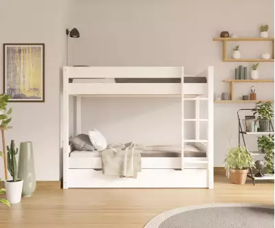 Lit superposé gigogne adulte Javari blanc avec matelas