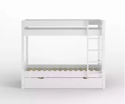 Lit superposé gigogne adulte Javari blanc vue de face avec matelas