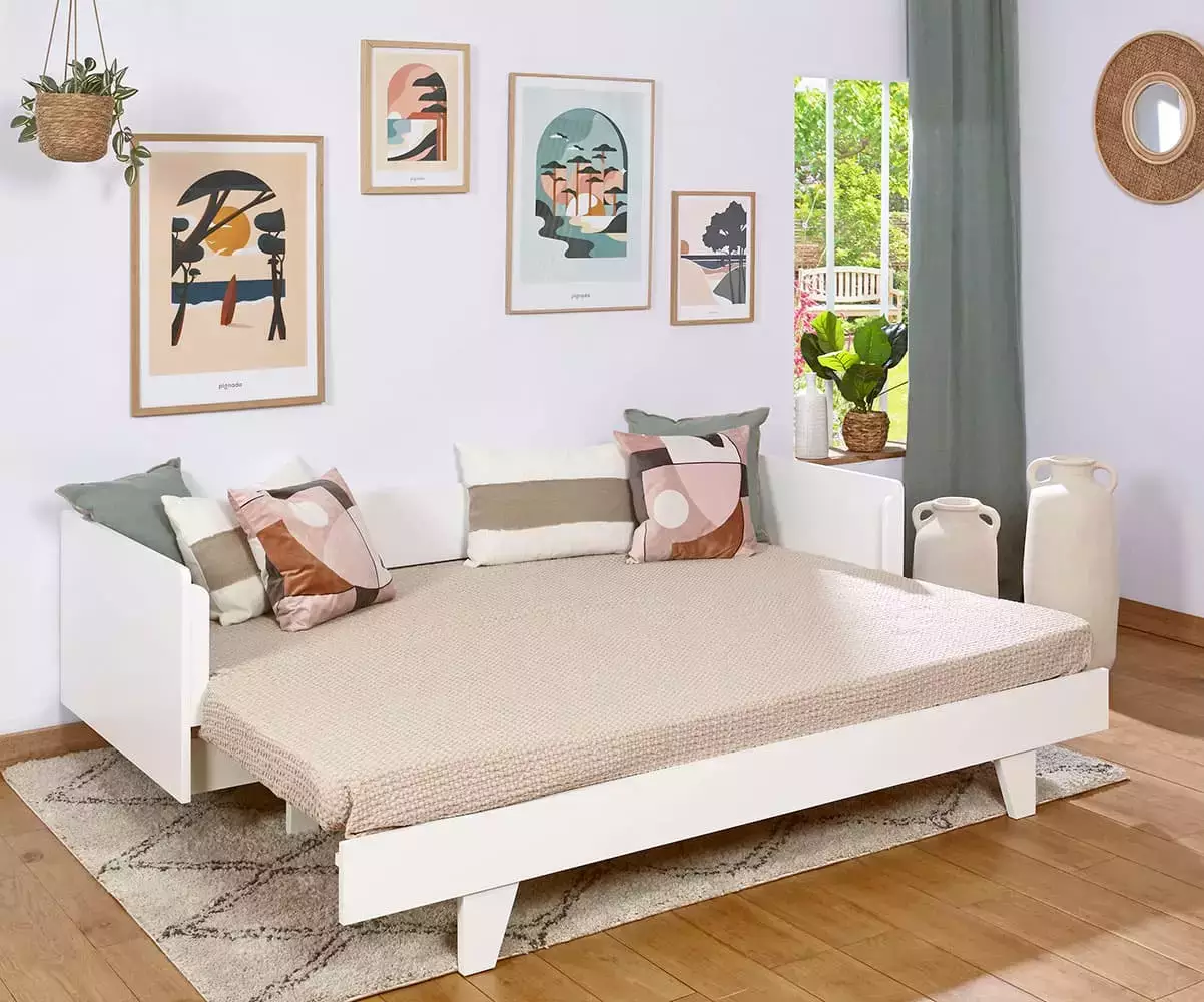 Lit gigogne adulte ouvert Karv avec matelas Lit gigogne adulte ouvert Karv avec matelas