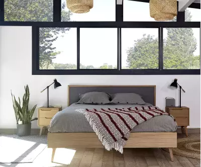 Lit style scandinave bois et gris Pallas