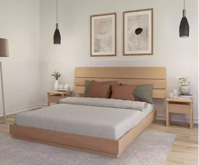 Lit Lakana avec tête de lit Frégate s'intègre parfaitement à la décoration de votre chambre