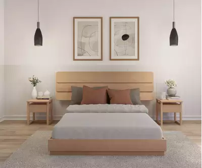 Lit Lakana avec tête de lit Frégate avec un finition bois naturel