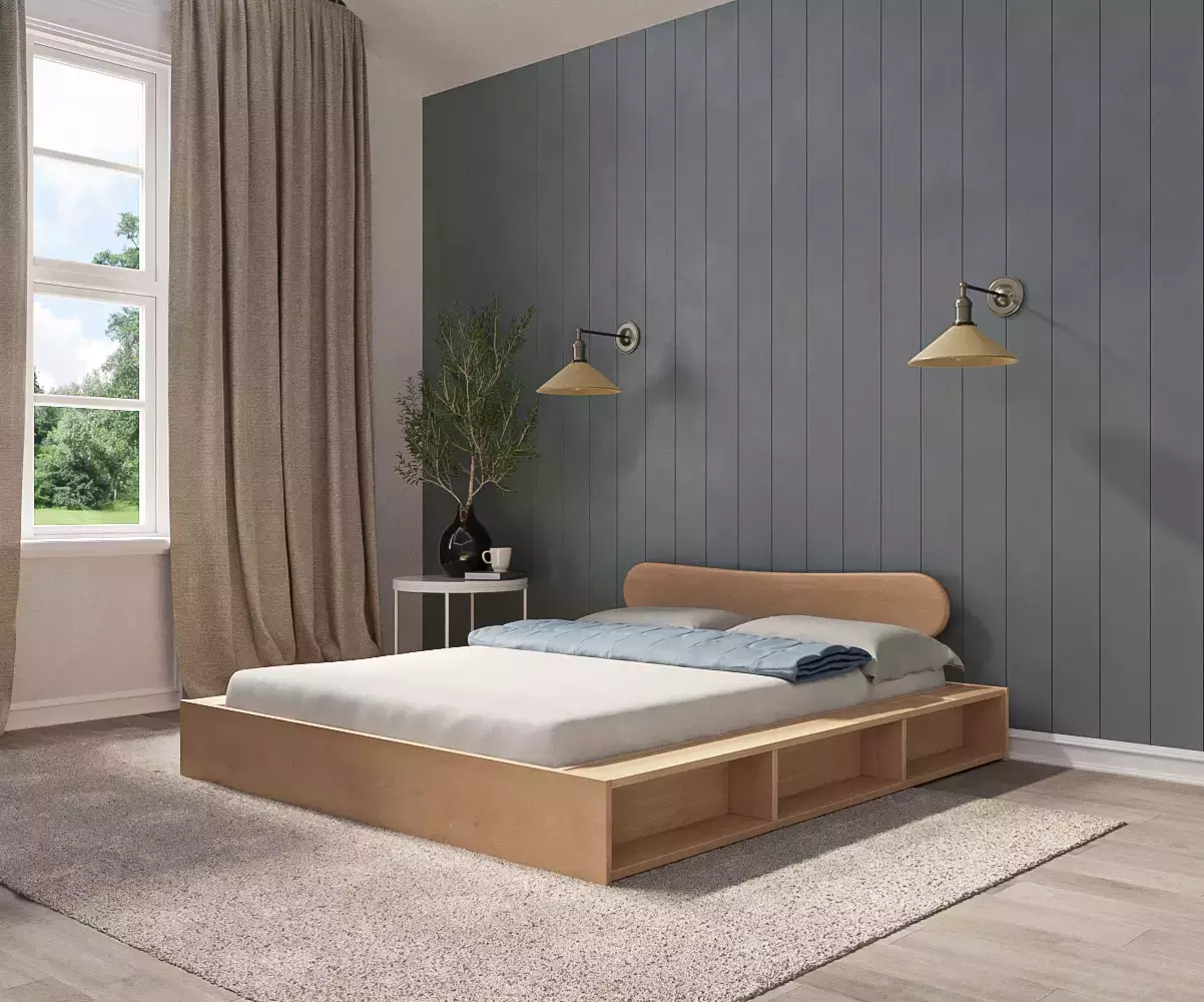Lit Galion avec tete de lit Kauai en bois massif confortable Lit Galion avec tete de lit Kauai en bois massif confortable