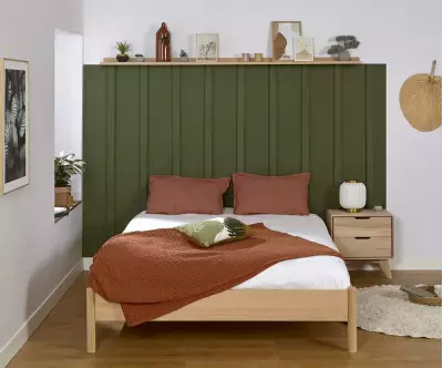 Lit double Malau solide, stable et confortable