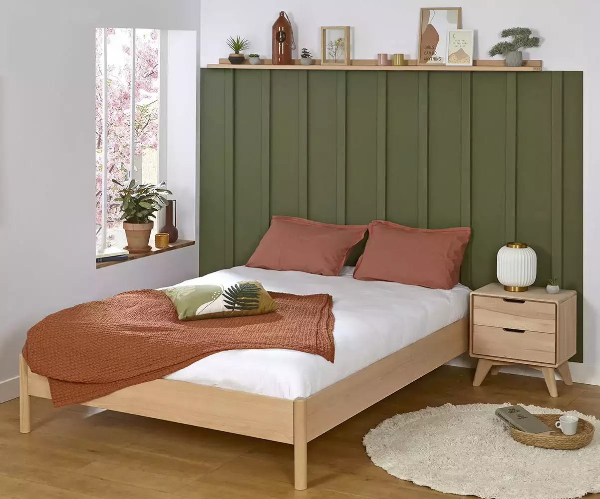 Lit Malau avec matelas en bois de hêtre massif Lit Malau avec matelas en bois de hêtre massif