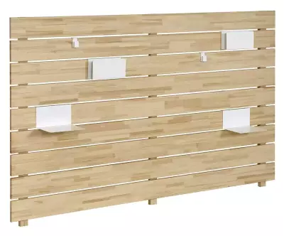 Tête de lit Ipar bois naturel avec rangements blancs