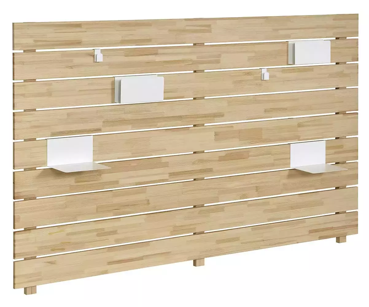 Tête de lit Ipar bois naturel avec rangements blancs Tête de lit Ipar bois naturel avec rangements blancs