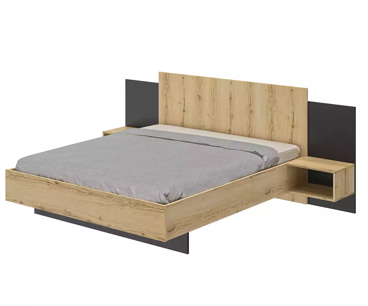 Lit Cooper bois et noir en 160 x 200 cm Lit Cooper bois et noir en 160 x 200 cm