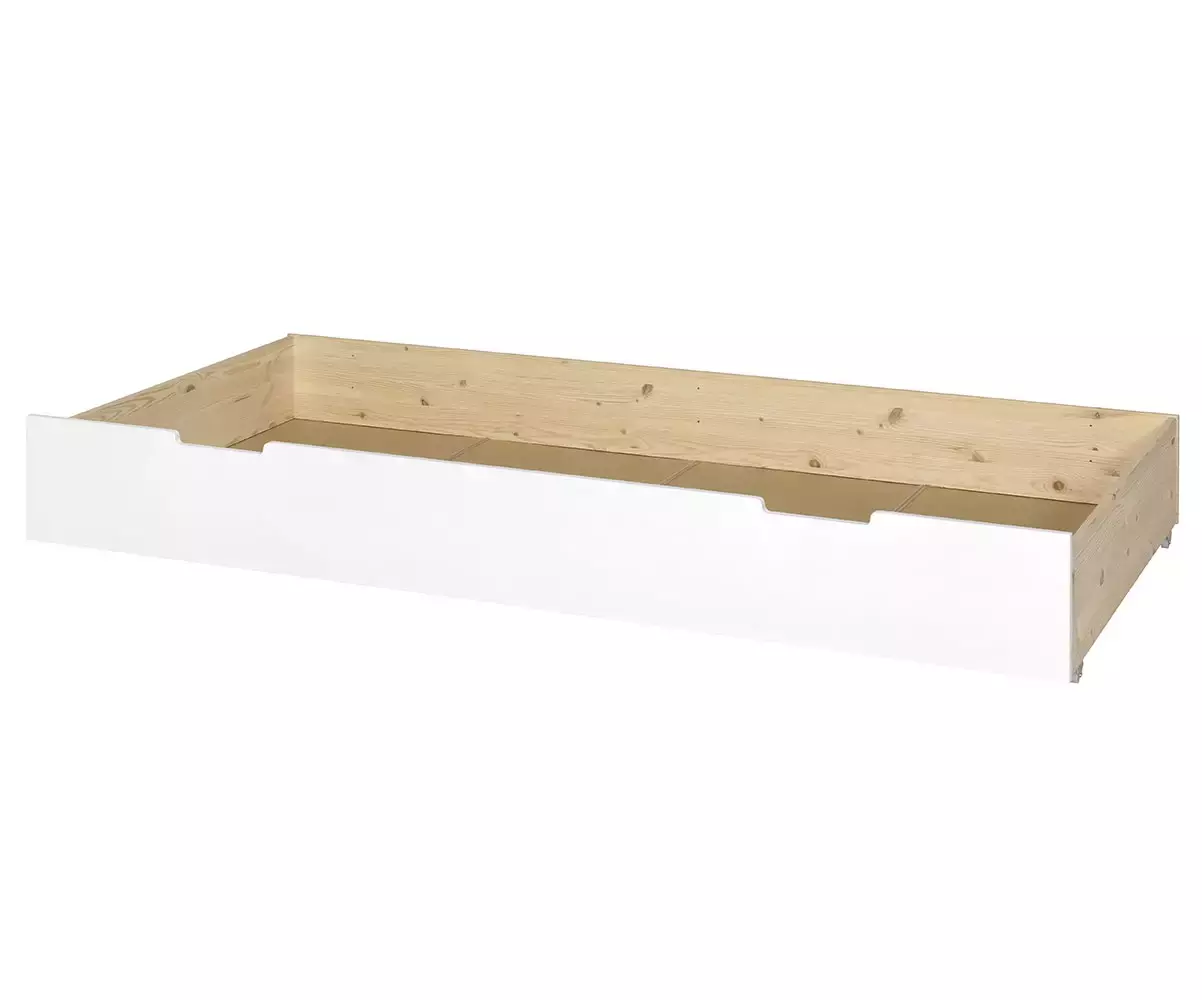 Tiroir de lit Rila blanc avec caisson bois naturel Tiroir de lit Rila blanc avec caisson bois naturel