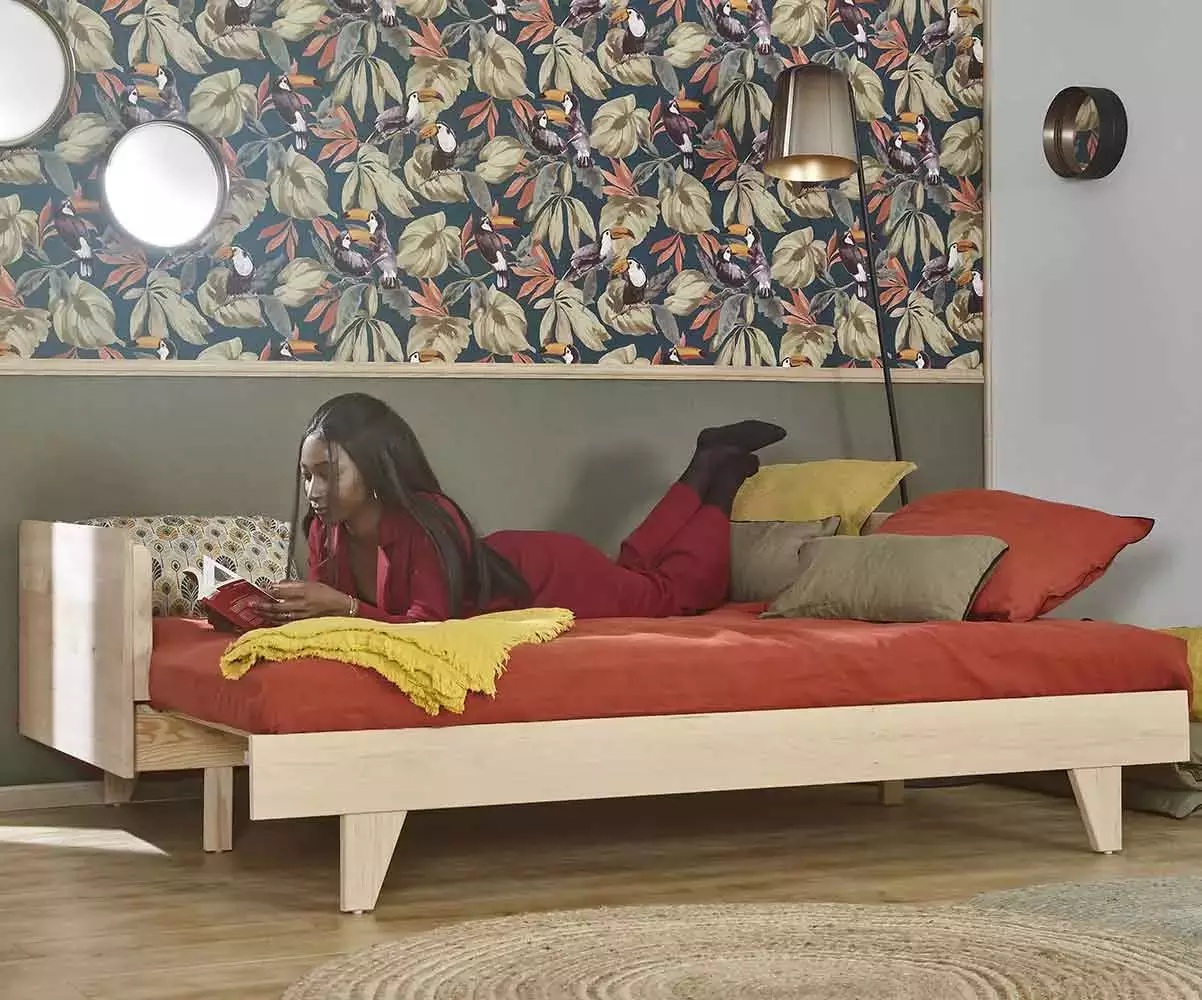 Lit gigogne Hersé avec matelas ouvert Lit gigogne Hersé avec matelas ouvert