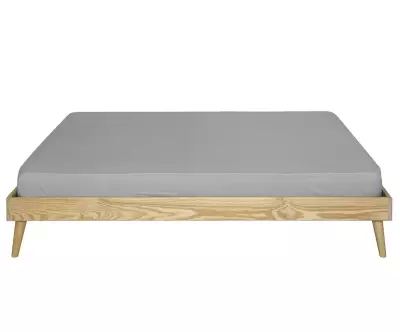 Lit 2 couchages avec pieds en bois