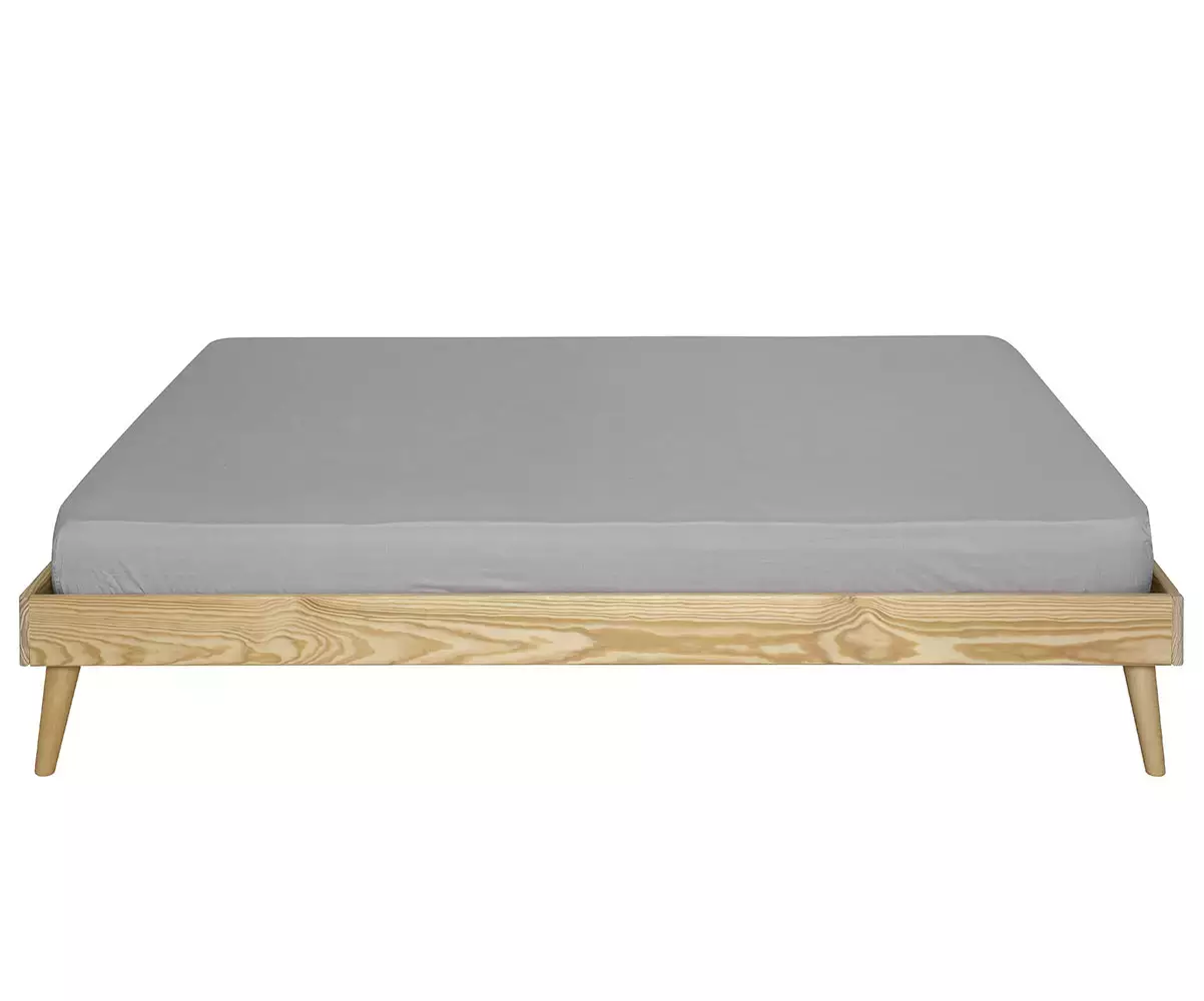 Lit 2 couchages avec pieds en bois Lit 2 couchages avec pieds en bois