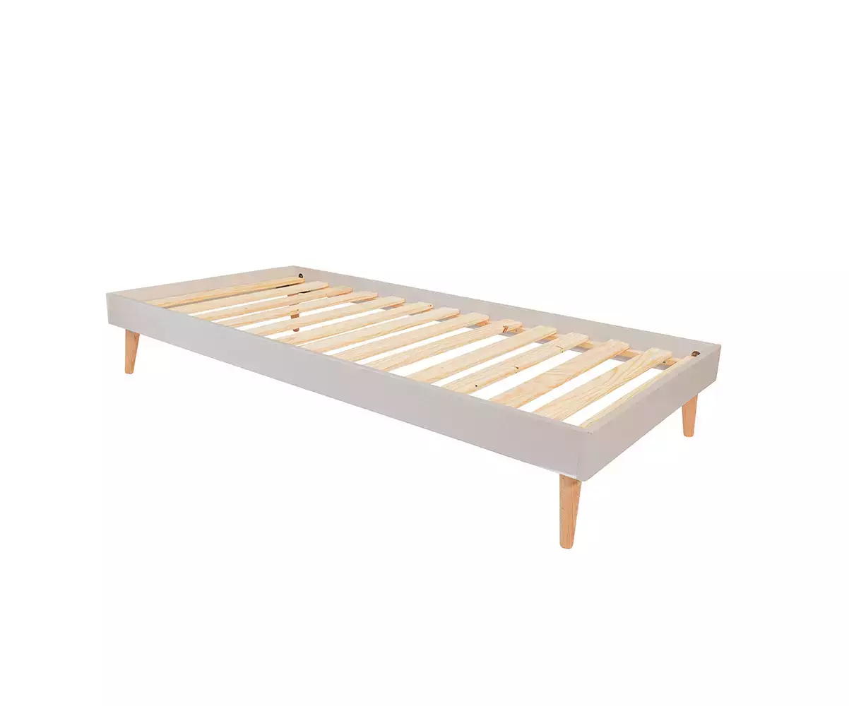 Lit gris avec sommier intégré Lit gris avec sommier intégré