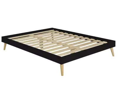 Lit 2 places en bois massif noir sommier
