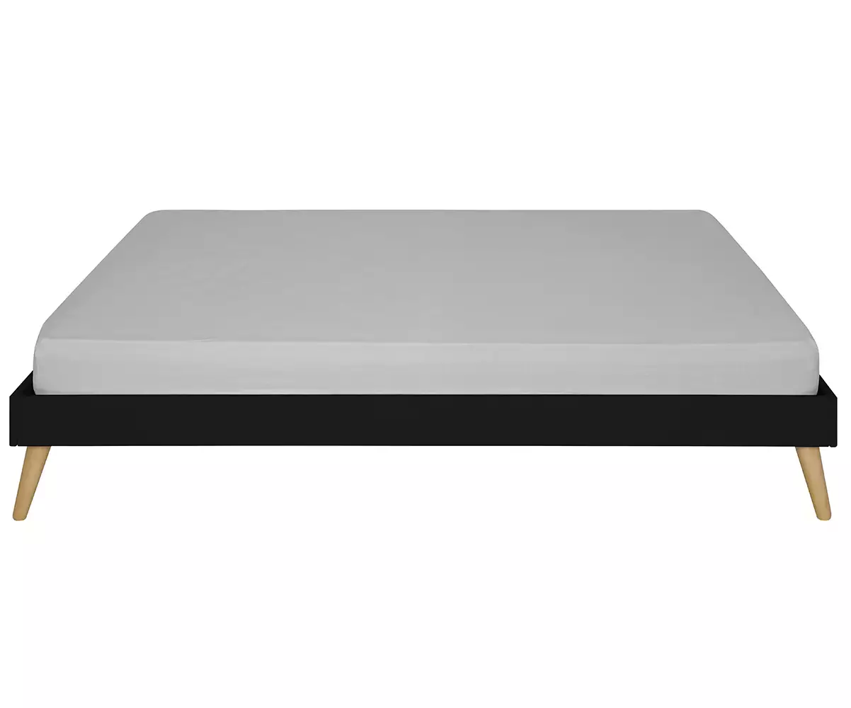 Lit 2 places en bois massif noir profil matelas en option Lit 2 places en bois massif noir profil matelas en option