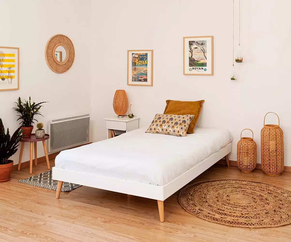 Lit Euphor blanc avec sommier et matelas