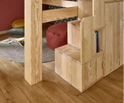Module de rangement bois naturel avec rangement pour 140 cm
