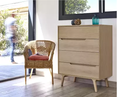 Chiffonnier en bois 4 tiroirs Pallas
