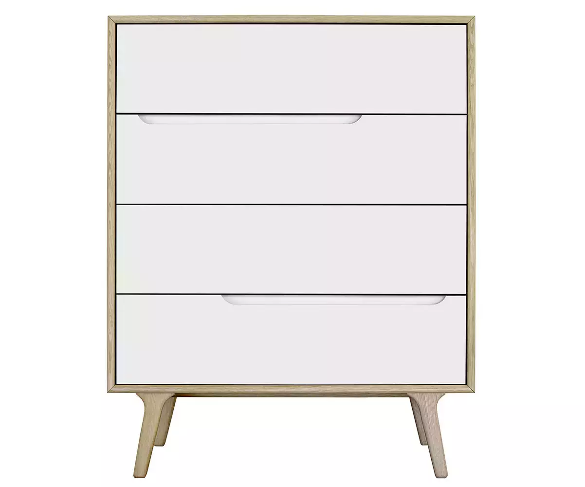 Chiffonnier 4 tiroirs blanche et bois Pallas Chiffonnier 4 tiroirs blanche et bois Pallas