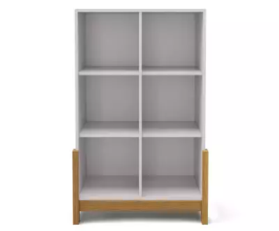 Cube de rangement 6 cases verticales en bois et blanc