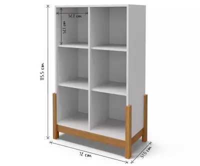 Dimensions du rangement 6 cases avec pieds