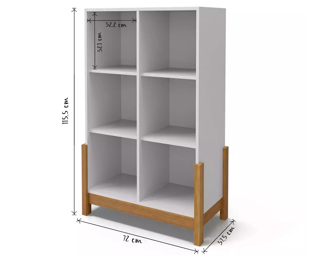Dimensions du rangement 6 cases avec pieds Dimensions du rangement 6 cases avec pieds